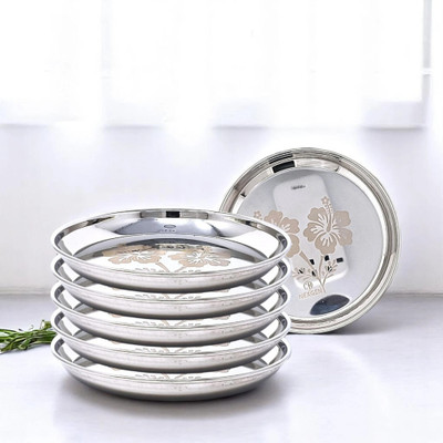 NEXGEN HOUSEWARE Stainless Steel Half Plate KB | 180g | 18cm Dia | Heavy Gauge | Mirror Finish Half Plate(Pack of 6)