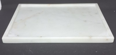 TEJASWI CRAFT Marble white rectangle shape tray Tray(Microwave Safe)