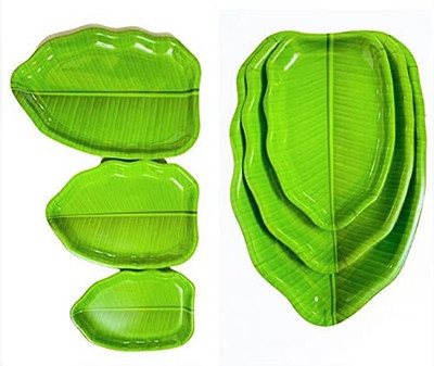 RANJAN Melamine banana saucer/plate 8/5 inch beautyfull plate set 3 pcs Chip & Dip Tray(Pack of 3)