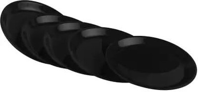 Everbuy Plastic Unbreakable Black Glossy Small Size Serving Starter Plates (7.5 Inches) Quarter Plate(Pack of 12, Microwave Safe)