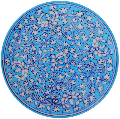 craft park Jaipur Blue Pottery KripalSingh Design Wall Plate (10 X 10 inch)(10CP_10)/ Dinner Plate
