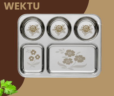 WEKTU Premium Stainless Steel Compartment Plates/Food Grade/5 in 1/Laser Print/1PC/28 Sectioned Plate