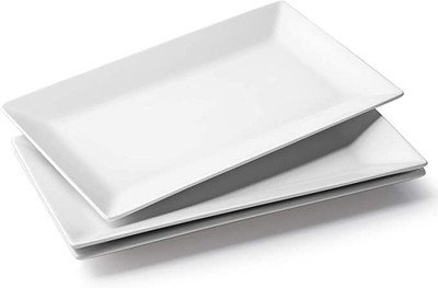 BARCROCK Premium Rectangular Serving Tray for Party Food Appetizer Snack Salads Sushi Tray(Pack of 3)