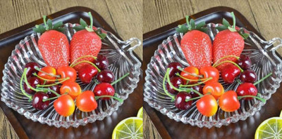 1st Time Self Design Glass Plate Use For Party, Serving And Multi Use, Pack Of 2 - C32 Dinner Plate(Pack of 2)