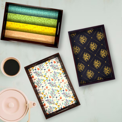 Angira handicarft Wooden Tray set of 3 for serving Tea/coffee/snacks AHS-TRAY138_1310 Tray(Pack of 3)