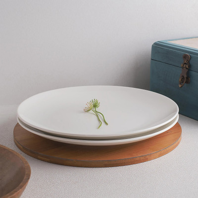 Ariane Fine Porcelain Classic White Urmi Full Plate,Dinner Plate Dinner Plate(Pack of 2, Microwave Safe)