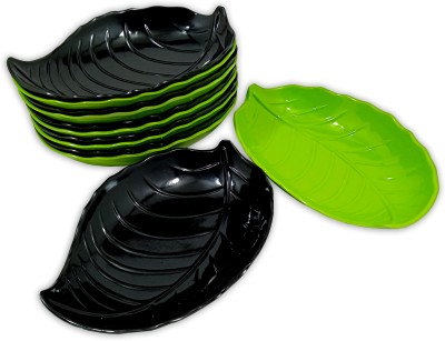 Inpro Melamine Stylish Designer Quarter Plates (Pack of 6 Green & 6 Black) For Snacks Quarter Plate(Pack of 12, Microwave Safe)