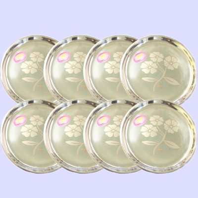 SHINI LIFESTYLE Stainless Steel Heavy Gauge Dinner Plates ,Thali, Lunch Plates Steel Plate, Dinner Plate(Pack of 8)