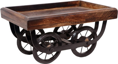 jaismin world Handmade Wooden Thela Style Serving Tray | Rehda Cart Tray for Tea Coffee Snacks Tray