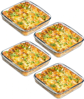 SBPNN Borosilicate Square Glass Bakeware (900 ml) Oven Dish Baking Dish(Pack of 4, Microwave Safe)