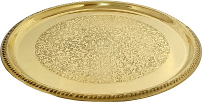 A & H ENTERPRISES Handmade Brass Dinner Plate/Thali For Dining ,12 INCH Floral - Set of 1 Piece Dinner Plate