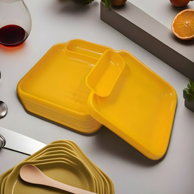 Inpro Serve Snacks in Style with our Designer Plastic Platter - Perfect for Kitchen. Sectioned Plate(Pack of 12)