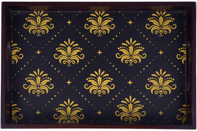 Angira handicrafts Wooden tray set of 1 with UV print|Serving Tray|Multipurpose Tray|AHS-T1804 Tray
