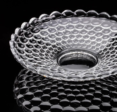 Madcube Transparent Crystal Glass Bubble Fruit Bowl Plate Serving 24.5 cm Tray(Microwave Safe)