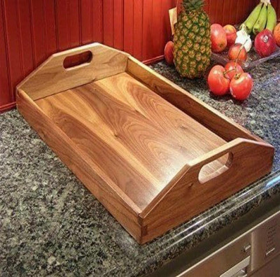 Navdurga Elegant Rectangular Tray for Kitchen | Premium Sangwan Wooden Serving Tray Tray