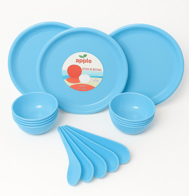 MapleTex Dinner Set 18 Pieces with Serving Bowls 6 Dinner Plates, 6 Katoris ,6 Spoon Dinner Plate(Pack of 18, Microwave Safe)