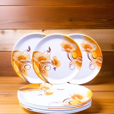 BELLLA Plates for Dinner Melamine Unbreakable Floral Design Dinner Plate(Pack of 6)