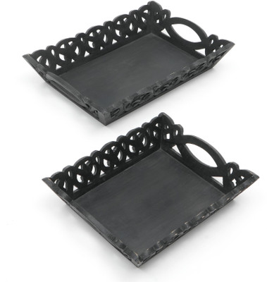 Designer Library Florida Handmade Carved Decorative & Serving Tray Tray(Pack of 2)