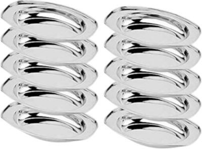 SHINI LIFESTYLE Stainless Steel Serving Plate, Oval Plate, Subzi Plate, Rice Plate,Chat Plate, Rice Plates(Pack of 10)