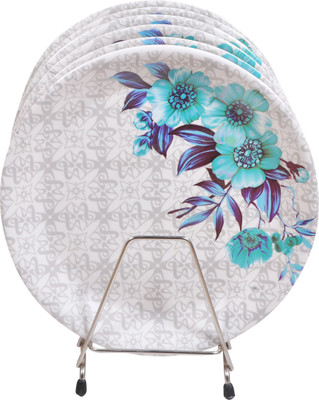 DRIZLING Unbreakable Melamine Round Dinner/Lunch /Serving Plates Food Grade Plates for Kitchen Use, Pack of 4 Sizzler Tray(Pack of 4, Microwave Safe)