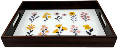 Angira handicrafts Wooden tray set of 1 with UV print|Serving Tray|Multipurpose Tray|AHS-T1819 Tray