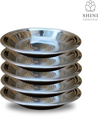 SHINI LIFESTYLE Stainless Steel Atta Parat,Mixing Bowl,Steel Paraat,Silver Parat (Dia-29cm,5pc) Paraat(Pack of 5)