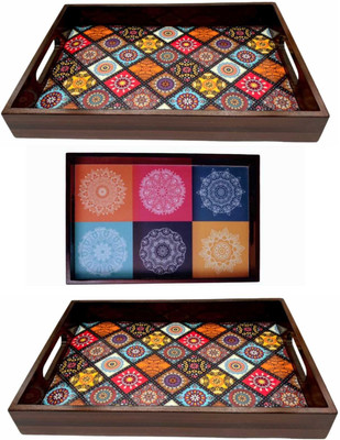 Espoir bloom NEW25_tray multicolor print|Serving Tray|Multipurpose Tray|EB-TRAY128 Tray(Pack of 3)