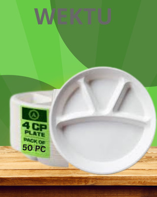 WEKTU Eco Friendly Comapartment Plates/50PC/Sugarcane/36 Dinner Plate(Pack of 50, Microwave Safe)