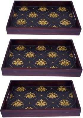 Angira handicrafts Wooden Tray set of 3 for serving Tea/coffee/snacks AHS-TRAY108 Tray(Pack of 3)