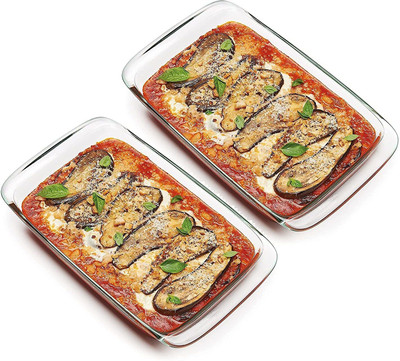 GRACIOUS MART 1000ml Clear Glass Baking Dish for Oven Cooking Casserole Dish Rectangular Baking Dish(Pack of 2, Microwave Safe)