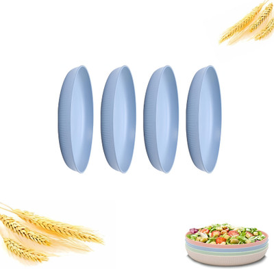 ZEUTER Unbreakable 9 inch Wheat Straw Plates, Lightweight Ideal for Kitchen & Camping Dinner Plate(Pack of 4, Microwave Safe)