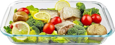 Femora Borosilicate Rectangular Baking Dish 1000 ml, 1 Year Warranty Baking Dish(Microwave Safe)