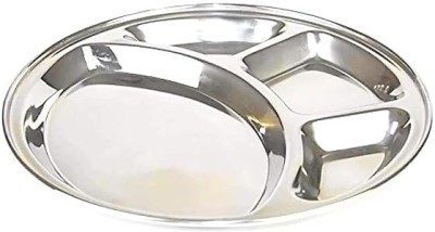 jai shri sons Bhojan Thali 4 in 1 Stainless Steel Round Thal,Mess Tray,Dinner Plate partition Sectioned Plate(Microwave Safe)