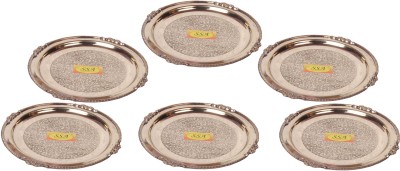 Shivshakti Arts Set Of 6 Handmade Pure Plate Round shaped embossed small Half Plate(Pack of 6)