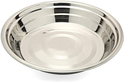 SAUBHAGYA Stainless Steel Aata Parat, Atta Dough Flour Kneading Mixing- Large 16inches Paraat(Microwave Safe)