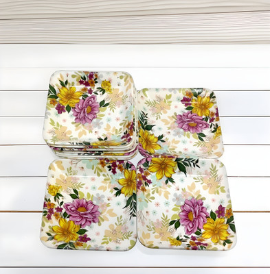Inpro Elevate Your Dinner Experience with our Floral Snacks Plates perfect for meals Quarter Plate(Pack of 12)