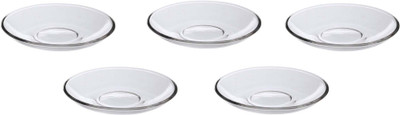 AFAST Self-Design Glass Plain Plate Use For Serving And Multi Use, Pack Of 5 - C5 Dinner Plate(Pack of 5)