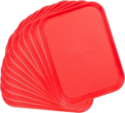 Dautaniya Plastic Serving Trays Rectangular Serving Platter/Unbreakable Large Tray Tray(Pack of 10, Microwave Safe)