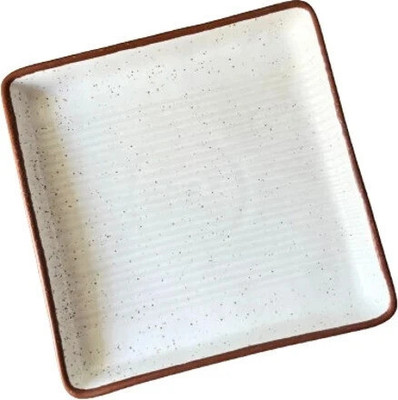 Mittory Classic Square Ceramic Serving Platter 8 Inch Handcrafted for Snacks Pasta Quarter Plate(Microwave Safe)