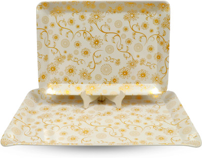 Ariya Rectangle Serving Tray Reusable for Food Snacks Daily Use and Gatherings Tray(Pack of 2, Microwave Safe)
