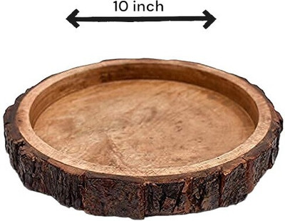 MODERNCOLLECTION Round Sheesham Pakka Wood Handmade & Handcrafted Wooden Serving Tray (26 x 26 x 3.5 Inches) Multipurpose Wooden Tray/Serving Trays/Home Décor/Gift Items Handcrafted Tray