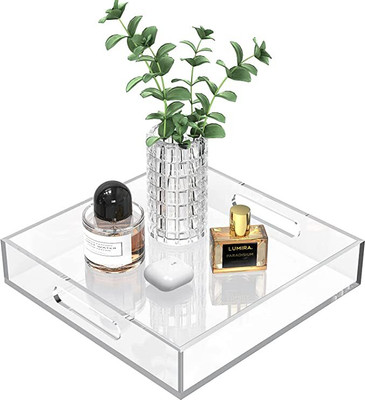 BARCROCK Imported Transparent with Spill Proof Safe Edge Organizer Tray (L25XW25XH5)CM Tray