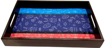 Angira handicrafts Wooden tray set of 1 with UV print|Serving Tray|Multipurpose Tray|AHS-T1820 Tray