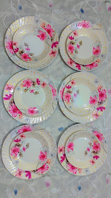 Abhiram 10 INCH FULL AND 7 INCH HALF DINNER PLATE SET 12 PCS OF MELAMINE Dinner Plate(Pack of 12, Microwave Safe)