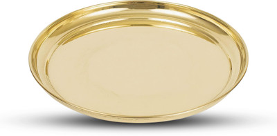 DOKCHAN Brass Plain Plate For Pooja (Size - 15.2cm) Half Plate