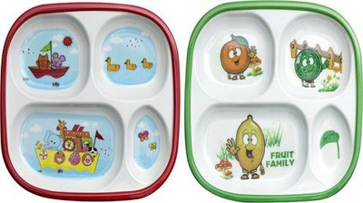 ZIDO Premium_animal family and fruit family square plate_h18 Dinner Plate(Pack of 2)