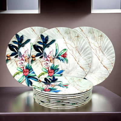 Inpro Upgrade Your Dining Experience with our Melamine Round Half Plates Set Half Plate(Pack of 12)