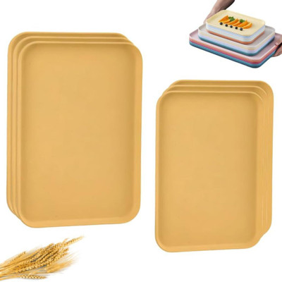 Besillia Wheat Straw Dinner Trays, Unbreakable Eco- Friendly Reusable Trays, Non-Toxic Tray(Pack of 6)