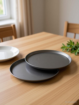 Naama Non-Stick 26cm Carbon Steel Pizza Tray l Round Cake Baking Tray Pizza Tray(Pack of 2, Microwave Safe)