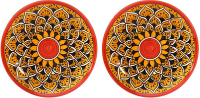 caffeine Ceramic Handmade Orange Morocco 10 inch_NEW PTD175 Dinner Plate(Pack of 6, Microwave Safe)
